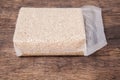 Jasmine brown rice in vacuum plastic bag