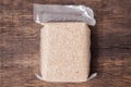 Jasmine brown rice in vacuum plastic bag