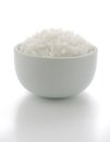 Jasmine cooked rice in a white bowl isolated on white background, Suitable as a design element Royalty Free Stock Photo