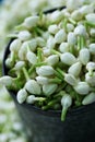 The jasmine for create thai garland at street market Royalty Free Stock Photo