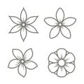 Jasmine Flower Icons Set on White Background. Vector Royalty Free Stock Photo