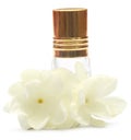 Jasmine flower with perfume bottle Royalty Free Stock Photo