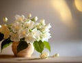 Jasmine flowers bouquet in vase