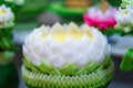 Jasmine garland Buddha, Thai style molding art Royalty Free Stock Photo