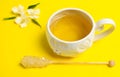 Jasmine herbal tea and brown sugar stick Royalty Free Stock Photo