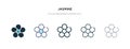 Jasmine icon in different style vector illustration. two colored and black jasmine vector icons designed in filled, outline, line