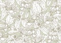 Jasmine Seamless pattern, background. Outline vector illustration.