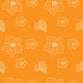 Jasmine seamless pattern, vector illustration, hand drawn sketch, orange color