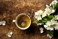 Jasmine tea on artistic background