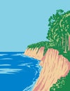 Jasmund National Park with Chalk Cliffs on the Jasmund Peninsula in Mecklenburg-Vorpommern Germany WPA Art Deco Poster