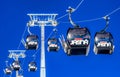 Black cabins of cableway and blue sky at resort Jasna, Slovakia