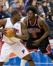 Jason Maxiell Is Guarded By Ben Wallace