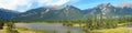 Jasper lake and rocky mountains