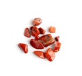 Jasper pebbles isolated, red sardonyx polished stones Royalty Free Stock Photo