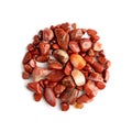 Jasper pebbles isolated, red sardonyx polished stones Royalty Free Stock Photo