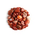 Jasper pebbles isolated, red sardonyx polished stones Royalty Free Stock Photo