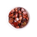 Jasper pebbles isolated, red sardonyx polished stones Royalty Free Stock Photo