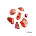 Jasper pebbles isolated, red sardonyx polished stones