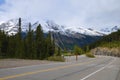 Road to Jasper town in jasper national park. Canadian Rockies in Alberta Canada Royalty Free Stock Photo