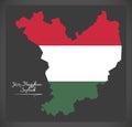 Jasz-Nagykun-Szolnok map of Hungary with Hungarian national flag Royalty Free Stock Photo