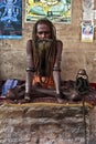 A jattadhari sadhu in samadhi in Varanasi, India