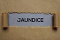 Jaundice Text written in torn paper. Medical concept Royalty Free Stock Photo