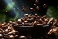 Java ballet flying coffee beans capture the dance of aromas Royalty Free Stock Photo
