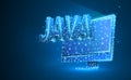 JAVA coding language on monitor screen. Device, programming, developing concept. Abstract, digital, wireframe, low poly Royalty Free Stock Photo