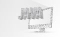 JAVA coding language on white monitor screen. Device, programming, developing concept. Abstract, digital, wireframe, low poly mesh Royalty Free Stock Photo