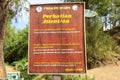 Java, Kawah Ijen, Indonesia, 2 June 2021. Warning sign in Ijen Crater. Multilanguages written in Bahasa Indonesia Royalty Free Stock Photo