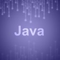 Java Language inscription on blue binary background