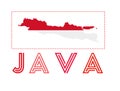 Java Logo. Map of Java with island name and flag. Royalty Free Stock Photo