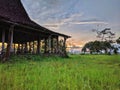 Java Pendopo Limasan or Limas Pavilion. Traditional Javanese House