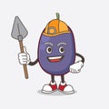 Java Plum cartoon mascot character as cool miner