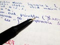Java program in notepad and black pen. creation of computer programs. the work of the programmer and sisadmida Royalty Free Stock Photo