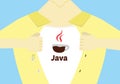 Java programming hero flat design. Advanced java programming conceptual illustration.