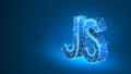 Java Script coding language text. Device, programming, developing concept. Abstract, digital, wireframe, low poly mesh, vector Royalty Free Stock Photo