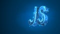 Java Script coding language text. Device, programming, developing concept. Abstract, digital, wireframe, low poly mesh, vector Royalty Free Stock Photo