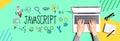 Java Script theme with person using a laptop