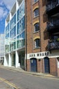 Java Wharf, old London warehouse dockside area.