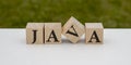 Java - word written on wooden blocks Royalty Free Stock Photo