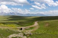 Javakheti Plateau landscape, winding dirt M-20 road to Tskhratskaro Pass, Georgia