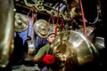 Javanese boys perform Javanese gamelan music in Klaten, Indonesia. Javanese boy playing gamelan gong