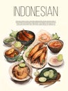 Javanese cuisine hand drawn illustration vector. Indonesian food set collection for social media post template