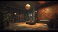 Javanese Interior with Recessed Lighting. Generative AI