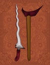 javanese keris weapon on mandala background