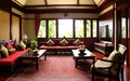 Javanese Living room interior indoor display by shining bright sunlight from the window