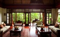 Javanese Living room interior indoor display by shining bright sunlight from the window