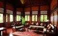 Javanese Living room interior indoor display by shining bright sunlight from the window