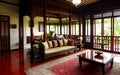 Javanese Living room interior indoor display by shining bright sunlight from the window